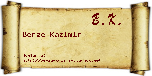 Berze Kazimir névjegykártya